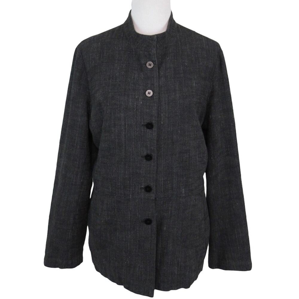 EILEEN FISHER Cross Hatch Cotton Linen Blend Jacket Women’s Size Medium